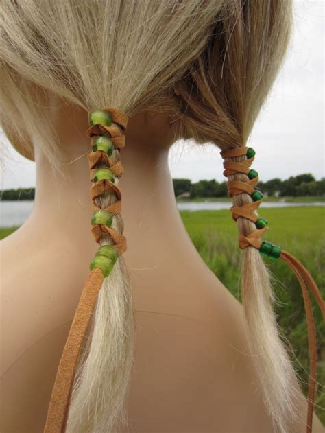 Leather Hair Ties Wraps Ponytail Holders Beaded Extensions Etsy