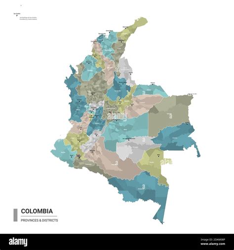 Colombia Higt Detailed Map With Subdivisions Administrative Map Of