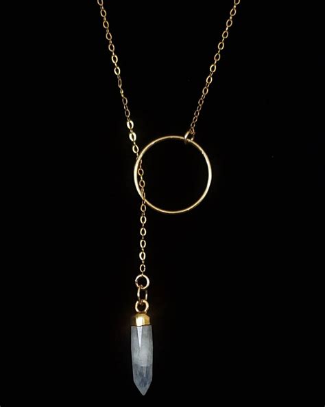 Lariat Necklace Rainbow Moonstone Pendulum Necklace Witchy Etsy India