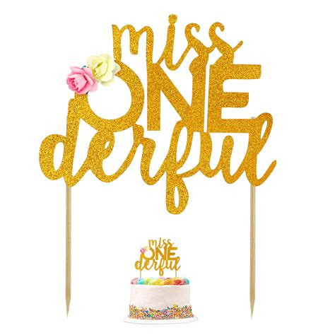 buy gold glitter miss onederful cake topper 1st birthday cake topper for cake decorating perfect