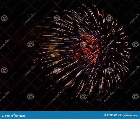 Single Firework In Moore Ok Stock Image Image Of Multicolor