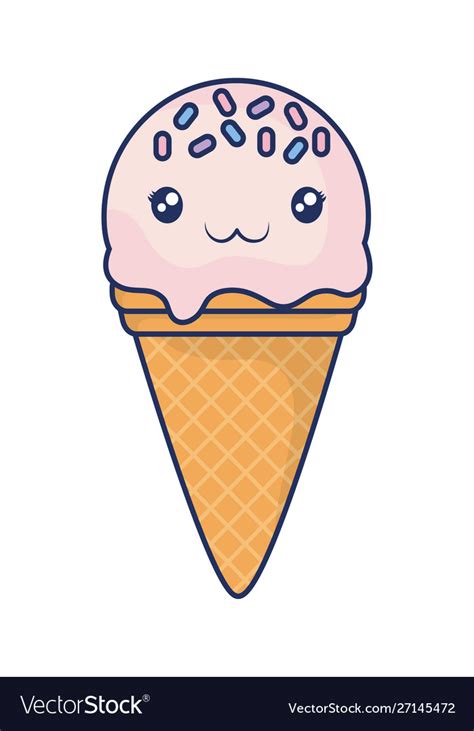 Cute Ice Cream Colorful Kawaii Character Vector Image