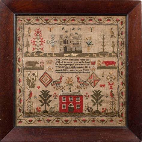 Primitive Embroidery Vintage Embroidery Cross Stitch House Cross