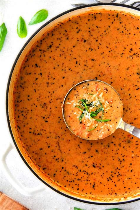 Made with fresh basil and roasted tomatoes, it's lightly creamy and the resulting soup is totally vegan, but thanks to the blended veggies, it's still creamy and comforting. BEST EVER Creamy Tomato Basil Soup with Parmesan