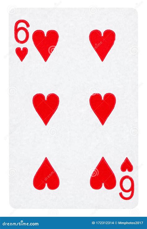Six Of Hearts Playing Card Isolated On White Stock Illustration
