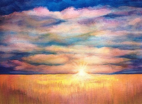 Watercolor Sunset Sky At Explore Collection Of