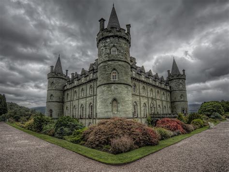Fonds Decran Écosse Château Fort Inveraray Castle Scotland Hdr Nuage