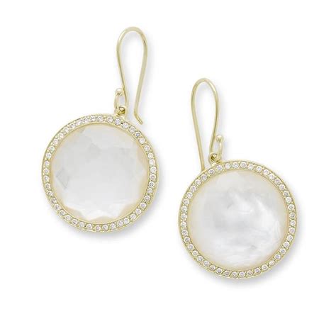 Ippolita Lollipop® 18k Yellow Gold Mother Of Pearl Dangle Earrings With Diamonds Pearl