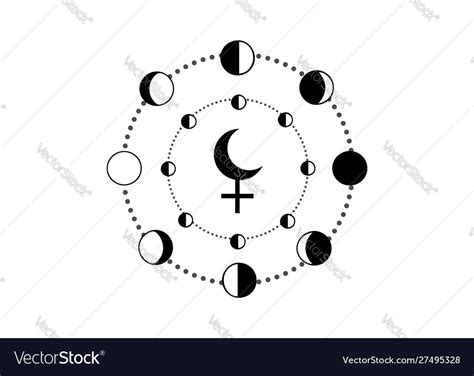 Moon Phases And Lilith Black Moon Icon Isolated Vector Image