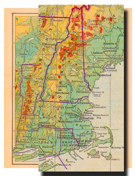 New England Mapphysical And Political From By Artdeco On Etsy