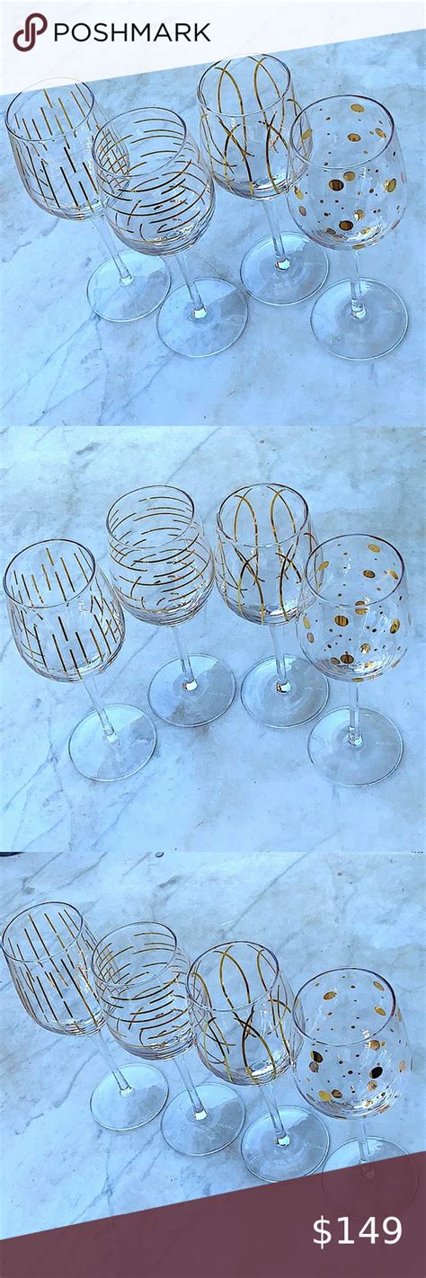 Mikasa Cheers Metallics Gold Stem Wine Glass 14 Fl Oz Set Of 4 Mikasa