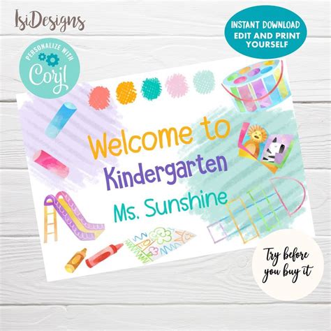 Welcome To Kindergarten Editable Teacher Postcard Instant Etsy