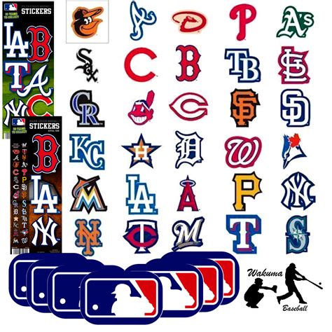 5 Pack Mlb Vinyl Decal Sticker Set 4 X 3 Inch Heavy Duty Waterproof