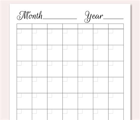 Blank Calendar Planner Printable Pdf Undated Perpetual Calendar Todo
