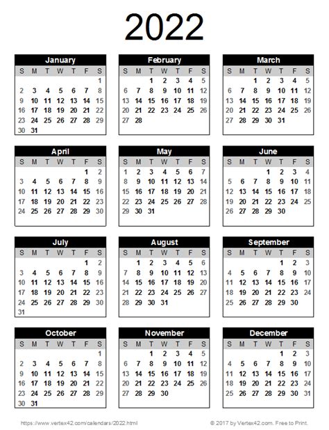 Small 2022 Calendar Printable