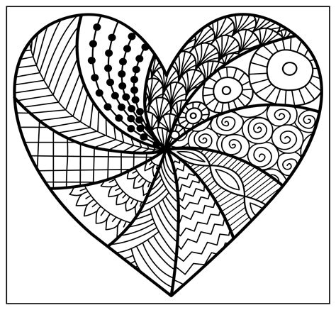 Huge Coloring Poster Heart Zentangle No 5 Etsy Uk