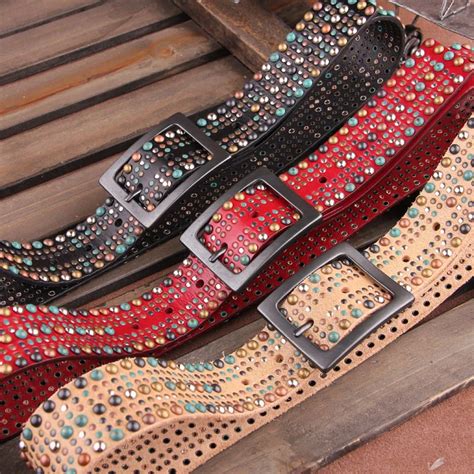 Rivet Rhinestone Studded Belts For Women Ladies Accessories Belts High
