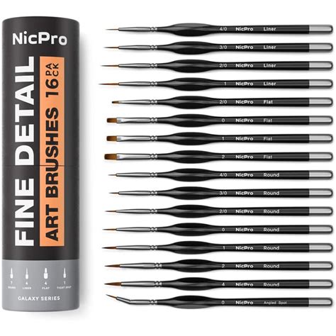 Nicpro Micro Detail Paint Brushes Set 16 Professional Miniature