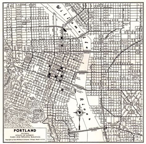 1942 Antique Portland City Map Vintage Map Of Portland Oregon Wall Art