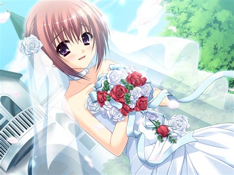 Wallpaper Illustration Anime Artwork Cartoon Pink Hair Wedding Dress Flower Girl