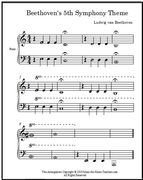 Frohe und dankbare gefühle nach dem sturm. 5th Symphony Beethoven Music for Easy Piano