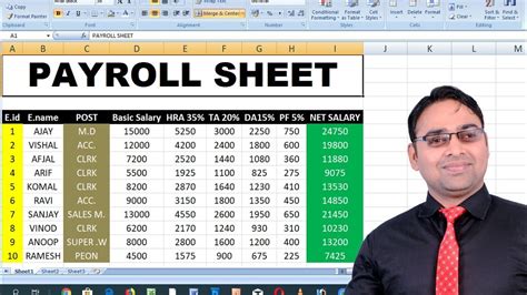 How To Create Payroll Sheet Sheet Payslip In Excel Hindi Youtube