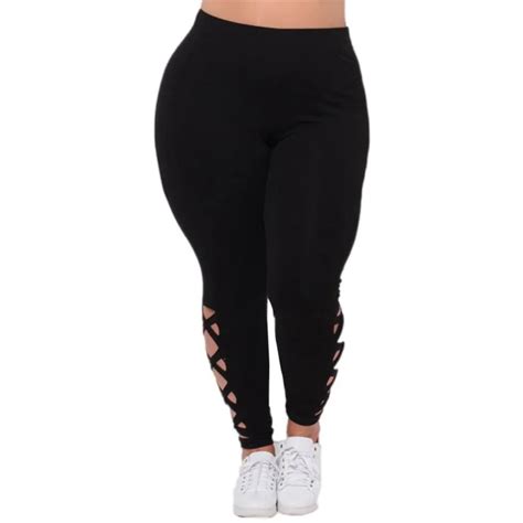Lady Slim Leggings Women Criss Cross Hollow Out Fitness Workout