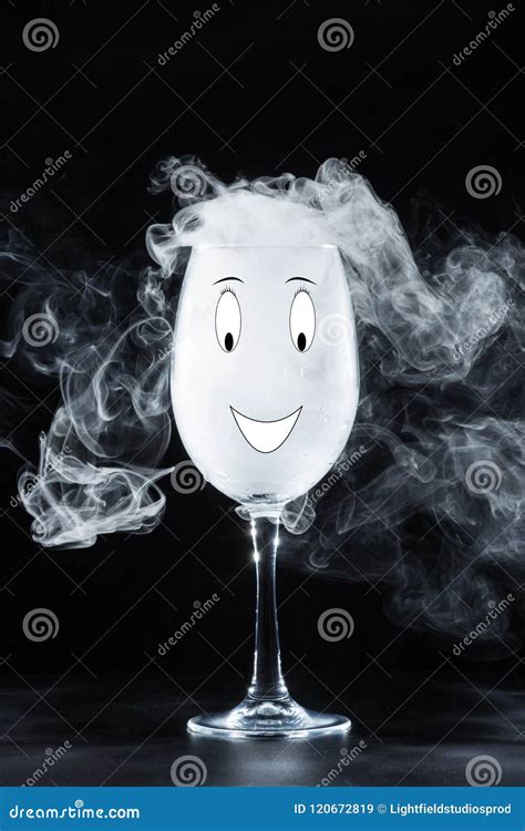 Glass With White Smoke And Smile Symbol Stock Image Image Of Smoky