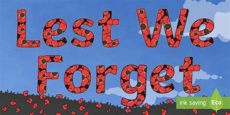 Lest We Forget Display Lettering Remembrance Day Themed A4 Display