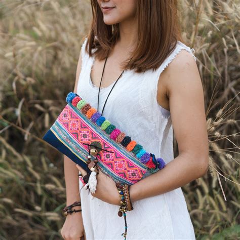 fair-trade-crossbody-bag-for-women-hmong-purse-with-pom-pom-etsy