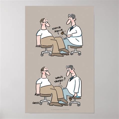 Funny Medical Office Poster Doctor Checks Reflexes