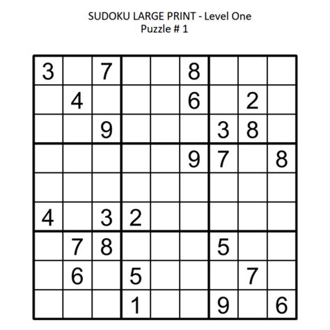 Printable Large Print Sudoku