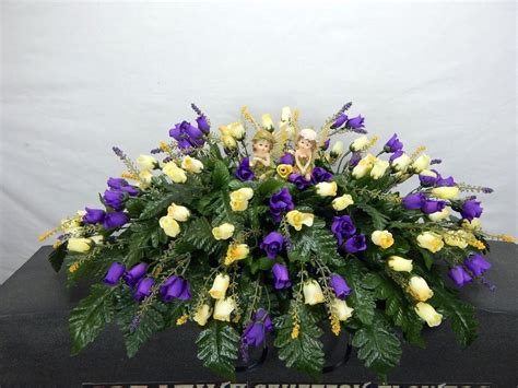 Silk flowers, fresh flowers, and accessories for memorials and grave side. Memorial Cemetery Silk Flower Headstone/Tombstone Saddle ...