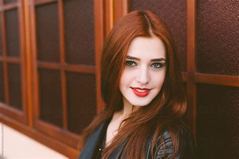 Portrait Of Happy Girl With Red Hair By Alexey Kuzma