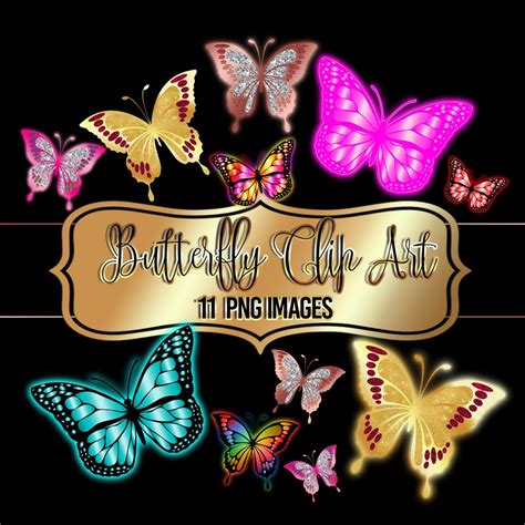 Butterfly Clip Art Butterflies Elements Sparkling Butterflies Bundle