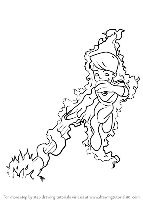 Learn How to Draw Human Torch from The Super Hero Squad Show (The Super Hero Squad Show) Step by