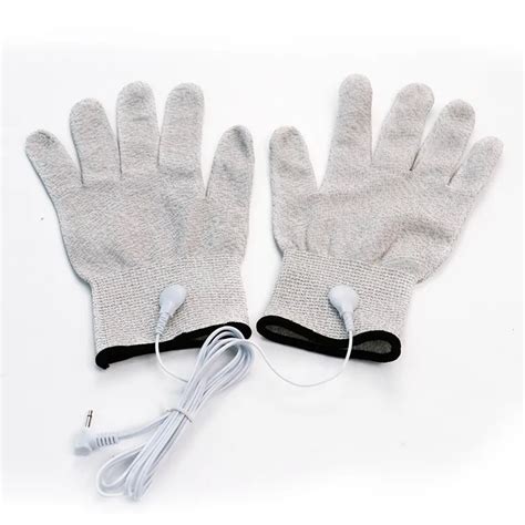 fiber electrotherapy massage gloves electric shock conductive gloves with cable for tens