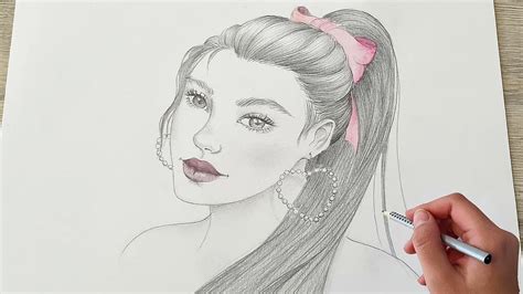 How To Draw A Girl With Ponytail Hairstyle For Beginners Pencil