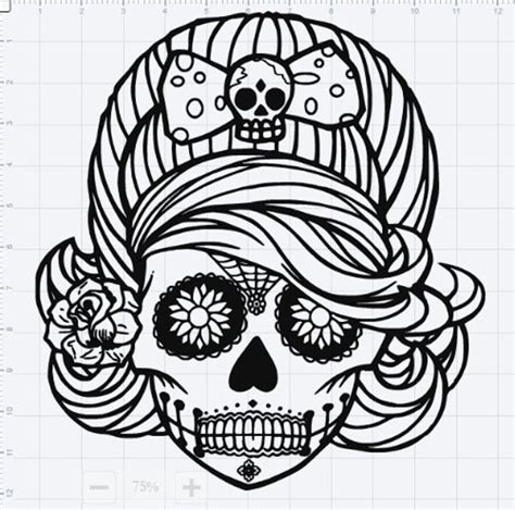 Female Sugar Skull Design SVG EPS DXF Studio 3 Cut File