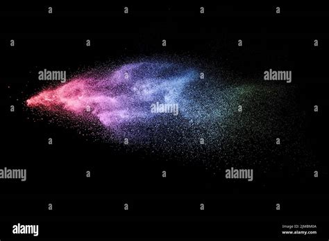 Multi Color Particles Explosion On Black Background Stock Photo Alamy