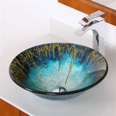 Elite Enchantment Handcrafted Glass Fanfare Bowl Vessel Bathroom Sink