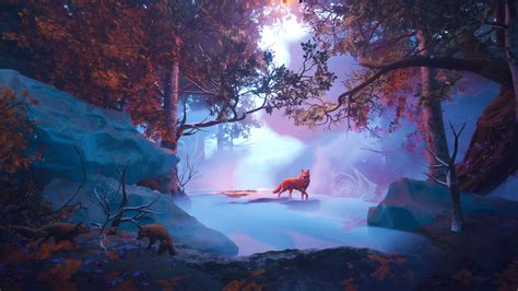 1366x768 Wolf In Red Magical Woods 4k 1366x768 Resolution Hd 4k