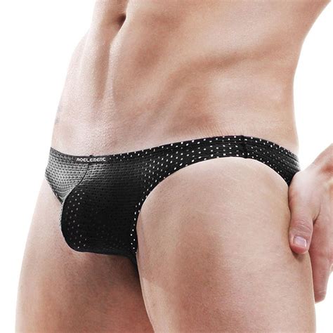 Mens Mesh Ice Silk Breathable Briefs Omffiby