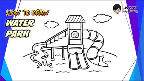 How To Draw A Waterpark Playground Step By Step Youtube