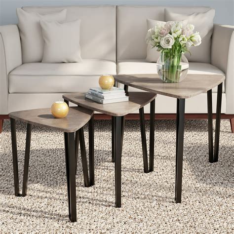 Nesting Tables Set Of 3 Modern Woodgrain Look For Living Room Coffee