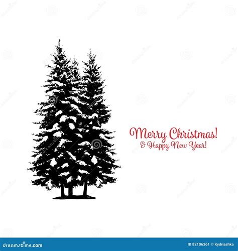 Christmas Card With Pine Tree For Your Design Stock Vector