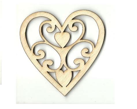 Heart Laser Cut Out Unfinished Wood Shape Craft Supply Hrt2 Etsy