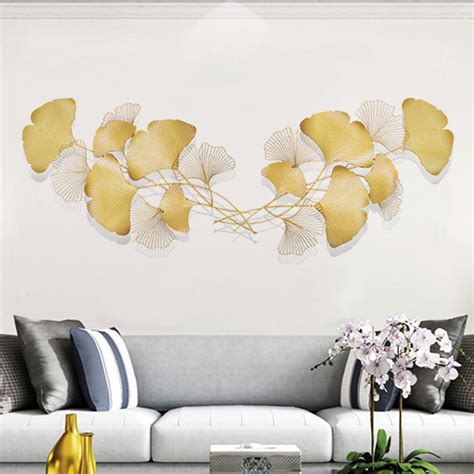 2 Pieces Modern Metal Ginkgo Leaves Wall Decor For Living Room Home
