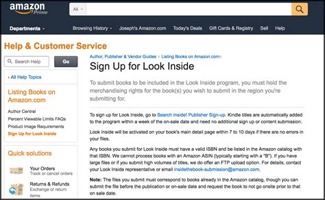 Amazon Look Inside Page
