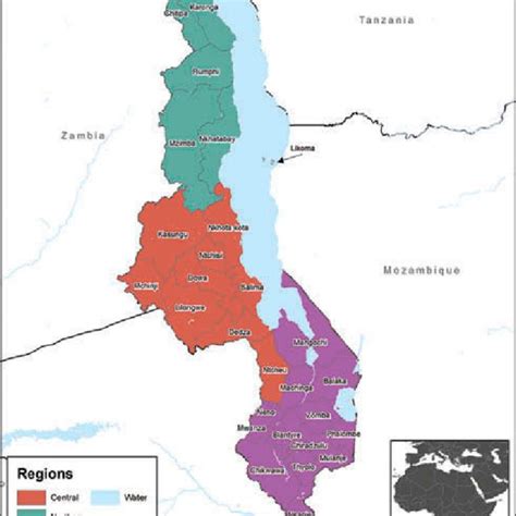 Map Of Malawi Showing Regions And Districts Download Scientific Diagram
